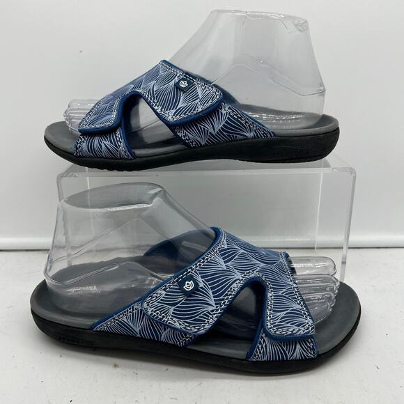 Spenco Sandals Womens 6 Wide Kholo Slip On Slide Orthotic  Blue Shoes - Picture 1 of 7